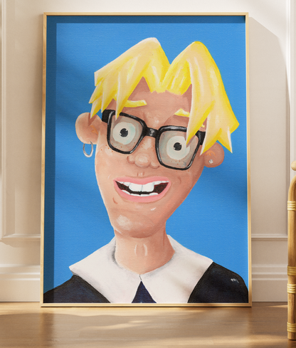 NERD - Cartoon Portrait Poster, Thick Matte Paper Accent Print