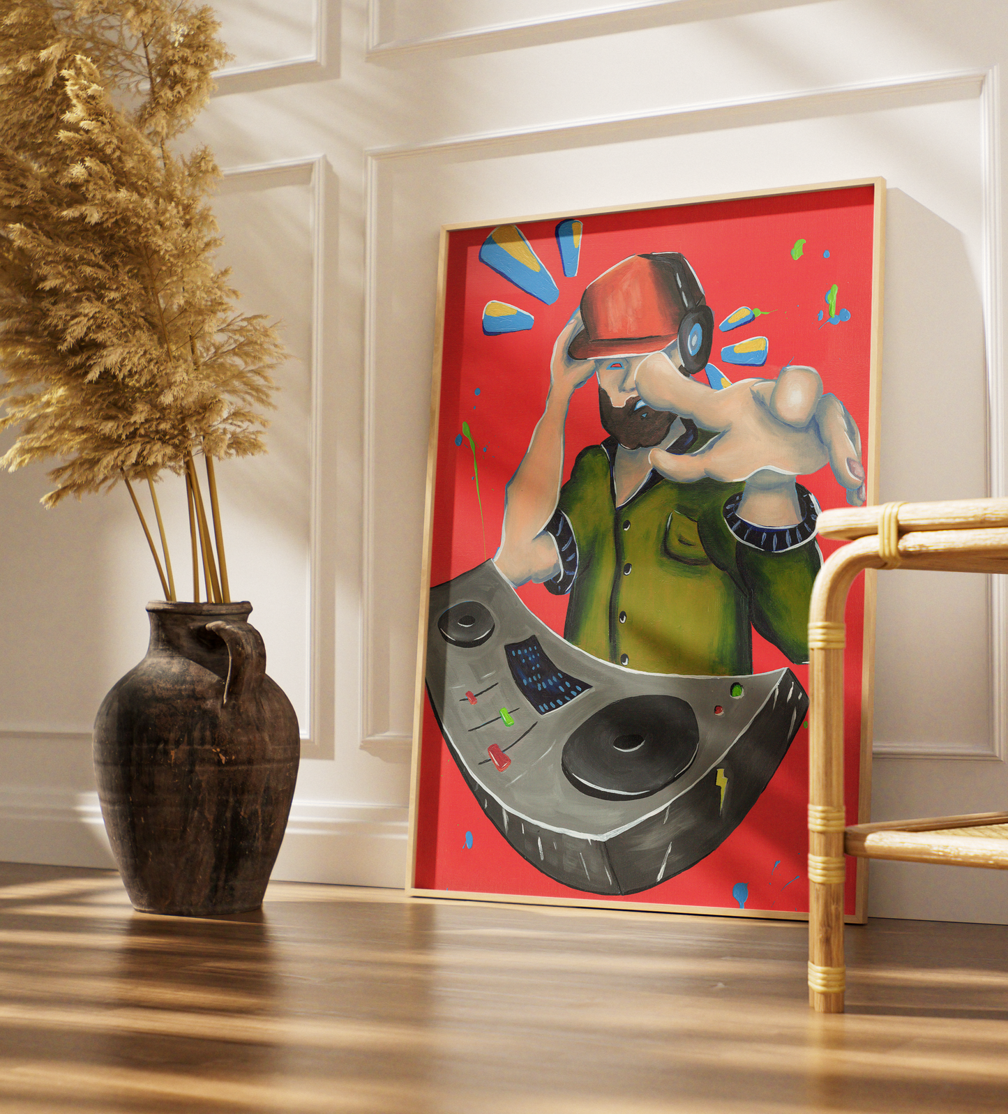 DJ Turntable Art Print | Vibrant Music Room Decor Poster