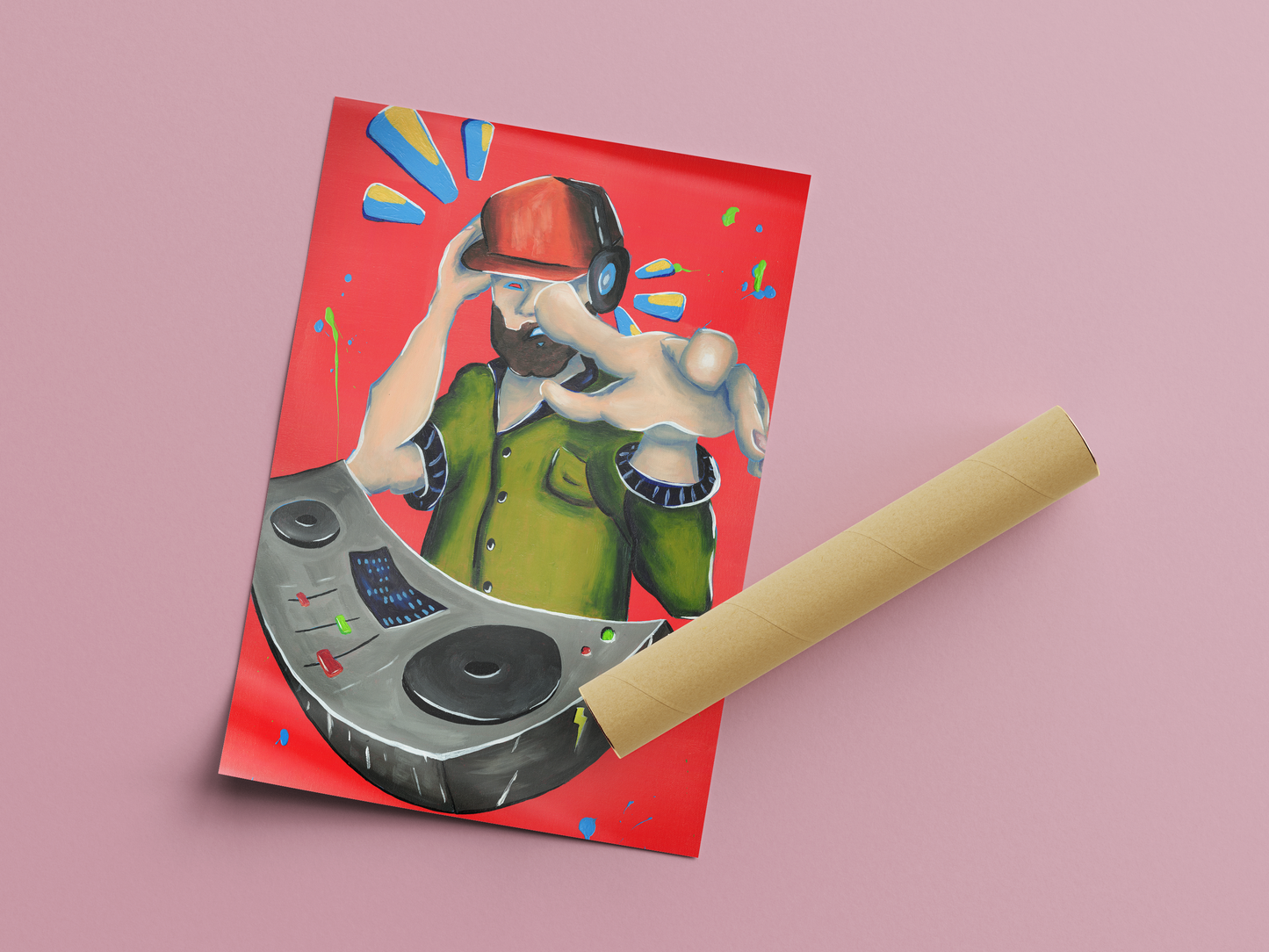 DJ Turntable Art Print | Vibrant Music Room Decor Poster
