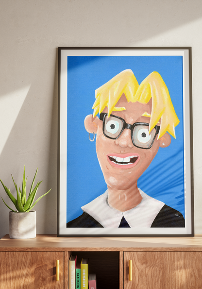 NERD - Cartoon Portrait Poster, Thick Matte Paper Accent Print